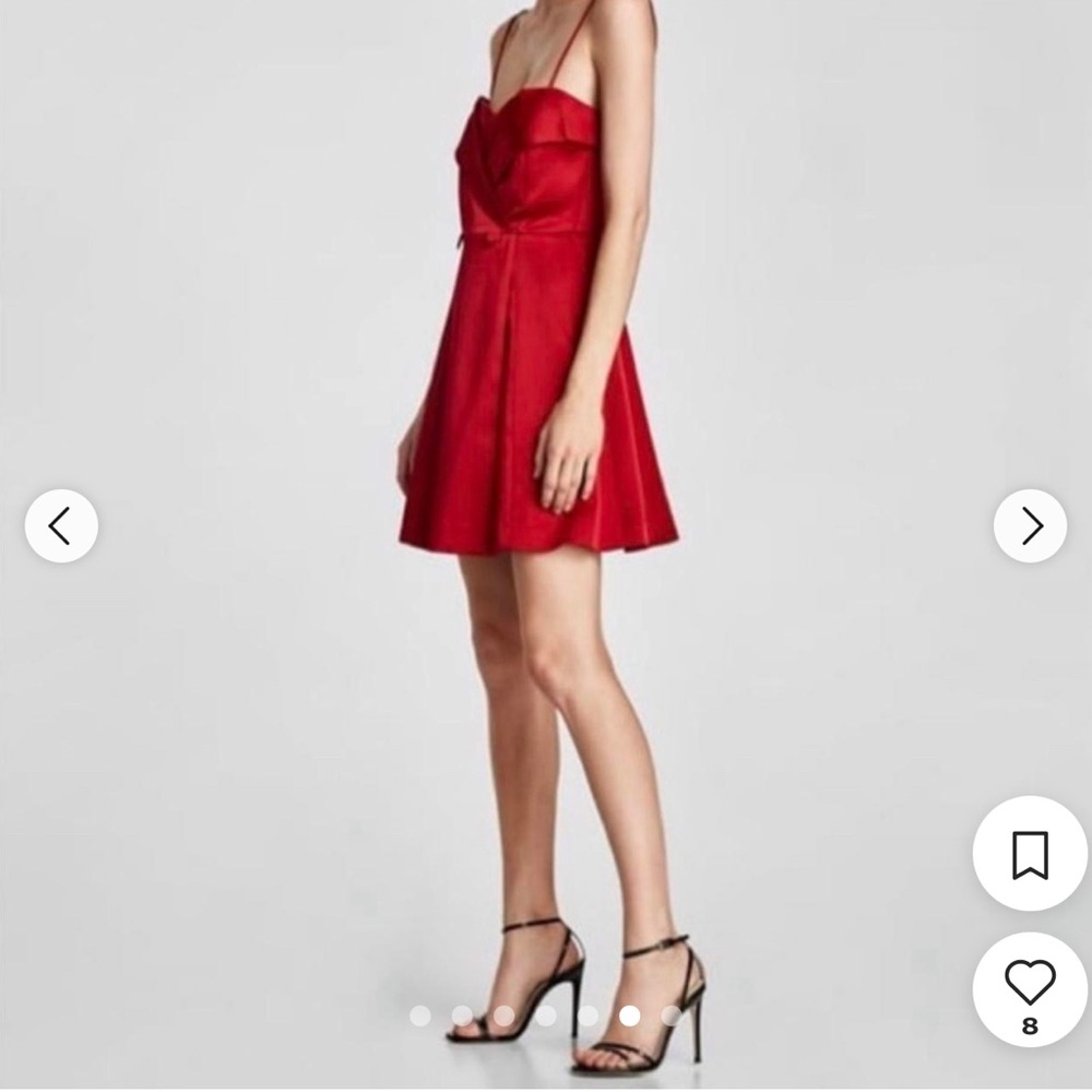 ZARA red satin a-line mini dress w/ removable straps Tuxedo Dress XS